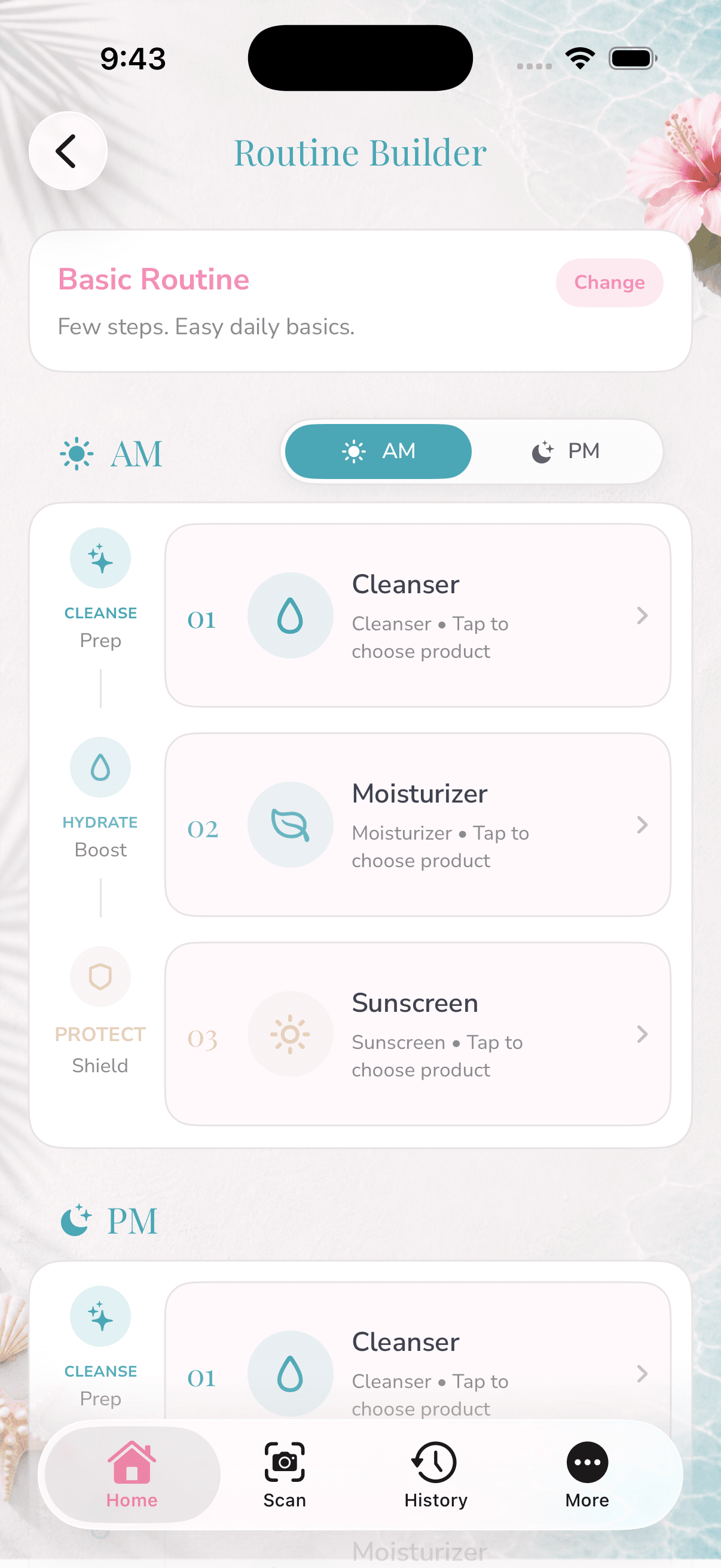 Lumy Care routine builder screen